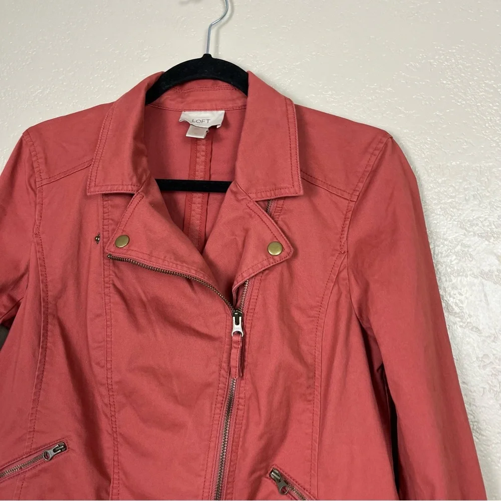 Ann Taylor Loft Moto Jacket - Rust‎ long sleeve full zip size M